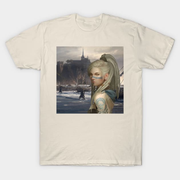 Viking Portrait at Shipyard T-Shirt by Clifficus